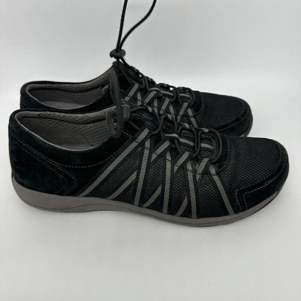 Dansko Womens Henriette Low Toggle Sneakers Size 40 Black Mesh Suede